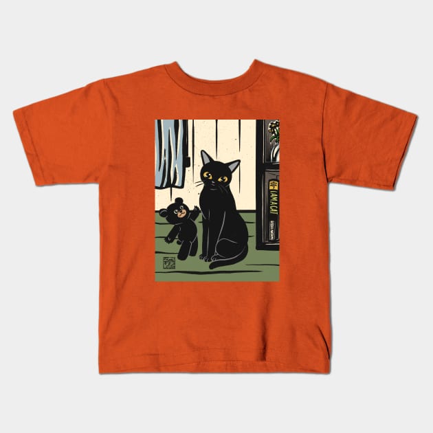 Lovely bear and cat Kids T-Shirt by BATKEI